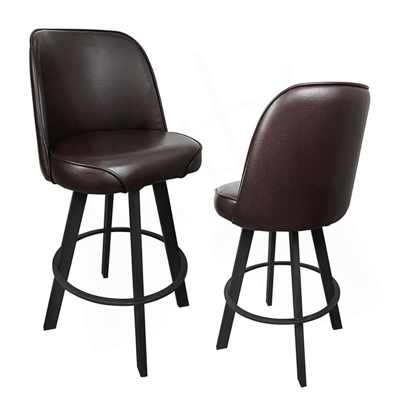 Ensemble de 2 tabourets de bar pivotants de qualité commerciale avec cadre en métal, Brun / Noir