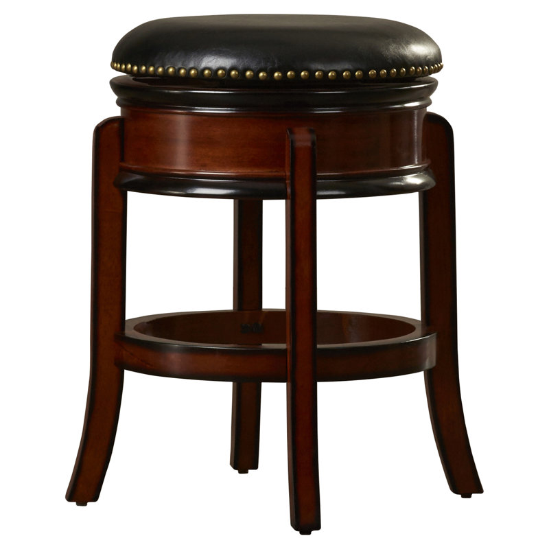 Kingsford Swivel Upholstered Counter Stool with Solid Wood Frame, Brandy, Counter Stool (24" Seat Height)