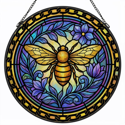 Panneau de vitrail à abeilles 12 "H
