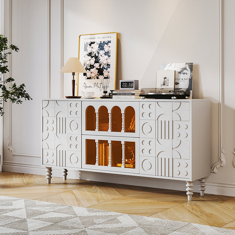 Buffet blanc massif et bois manufacturé, Blanc