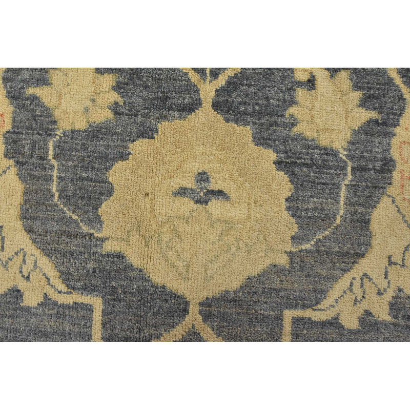 Tapis oriental traditionnel en laine noué à la main bleu 8 pi 3 po x 9 pi Ziegler