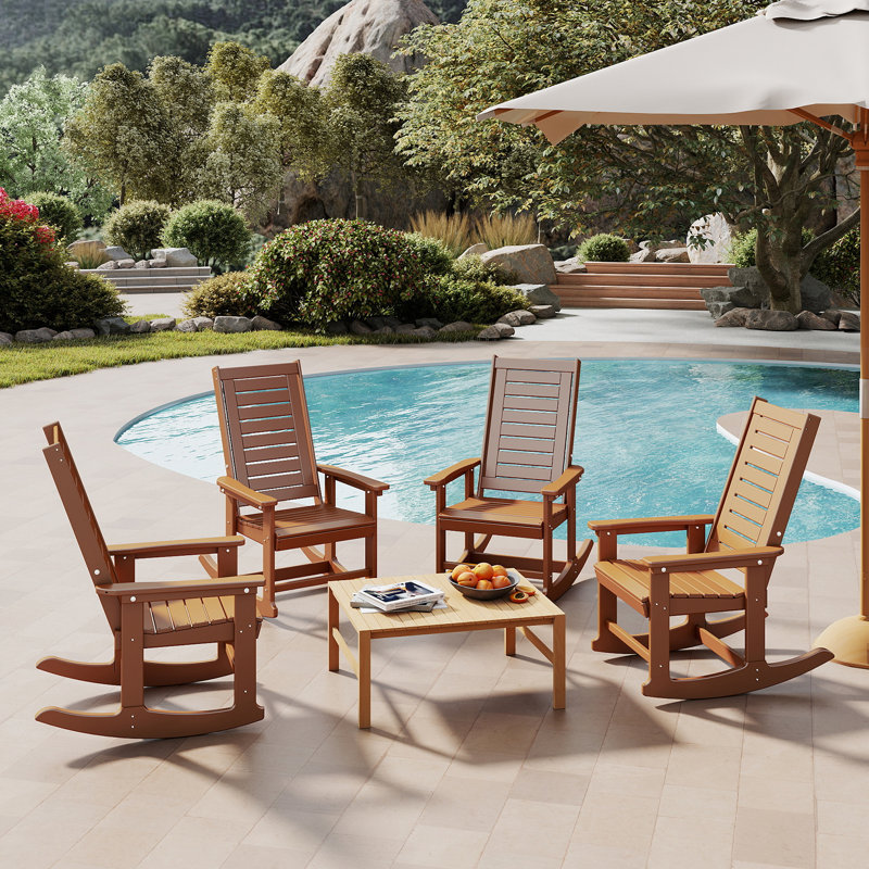 Hdpe Outdoor Rocking Chair (set Of 4), Teak