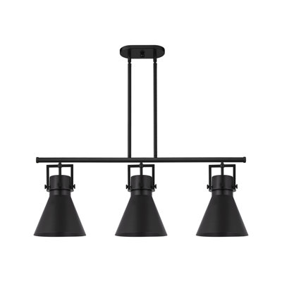 Acie 3 - Light Steel Dimmable Kitchen Island Cone Chandelier