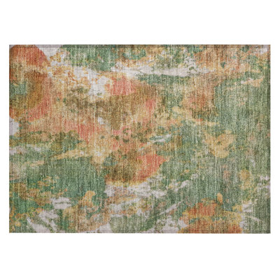 Machine Washable Indoor/Outdoor Xhevrie Fern Rug