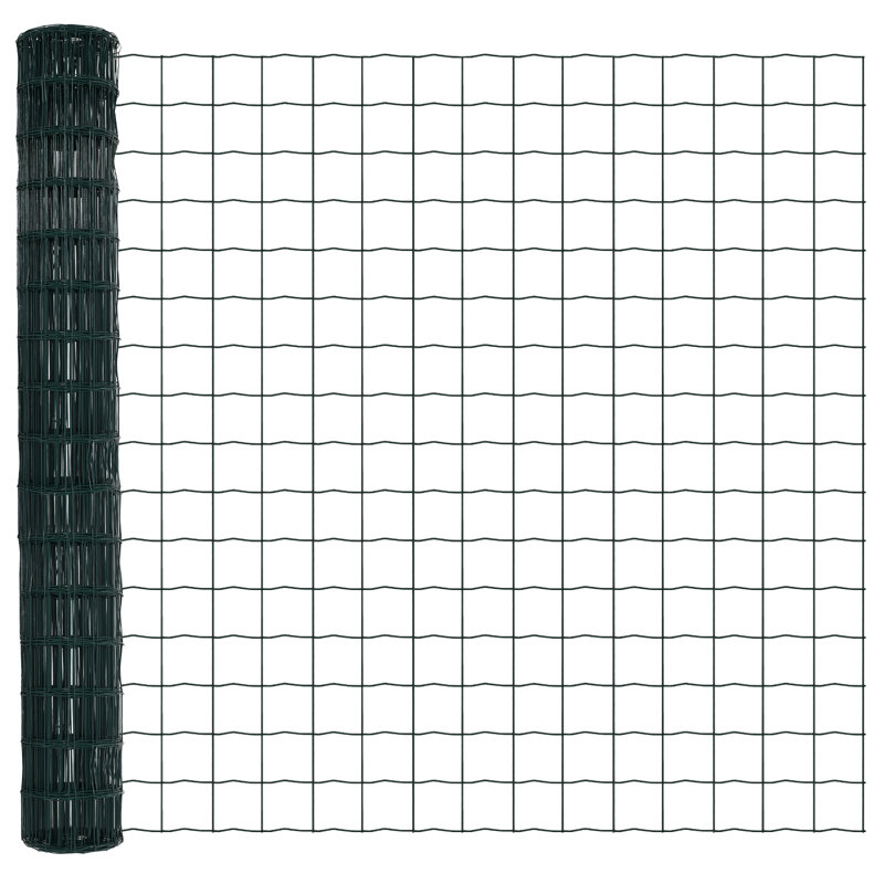 Galvanised Steel Border Fencing, Green, 160 x 1000 x 0.2 cm