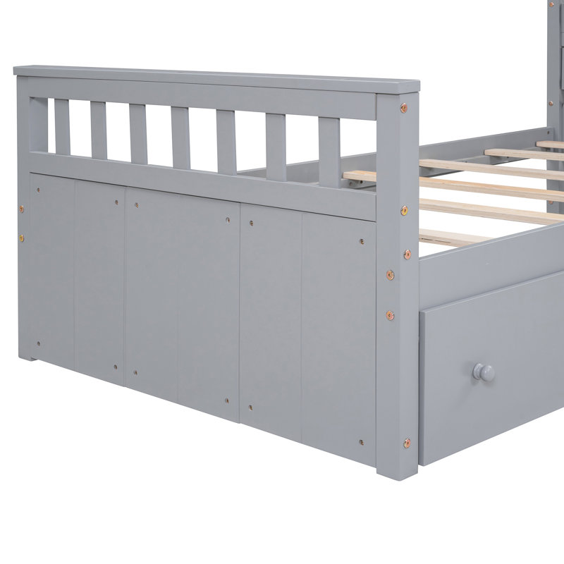 Lit mezzanine simple gris et lit plateforme - Améliorez le style de votre chambre à coucher