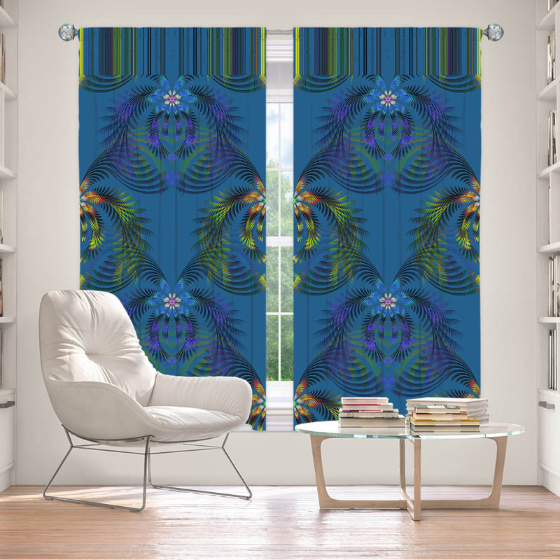 Paire de rideaux obscurcissant en polyester Friedhorst, Bleu / orange / vert, L 40 po x L 82 po