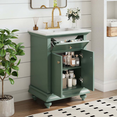Modern Bathroom Vanity with Tip-Out Drawer,Soft-Close Hinges