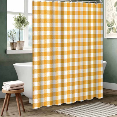 Yellow Waterproof Shower Curtain, Shower Curtains for Bathroom with 12 Hooks