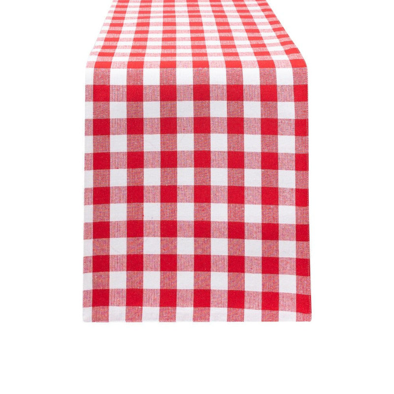Vallery Rectangle Gingham Cotton Table Runner, 54" x 13"