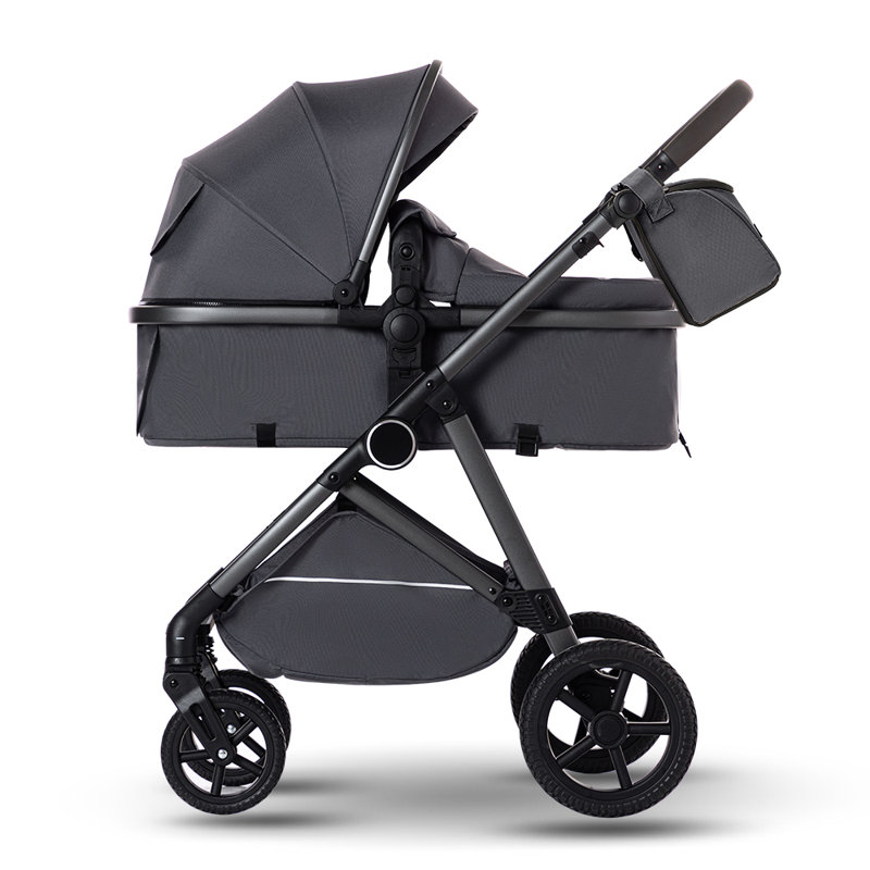 Baby Stroller 2-in-1, Reversible Seat High Landscape Pram for Newborn to Toddler, Foldable Infant Stroller, Adjustable Canopy, Includes Diaper Bag & Foot Cover, 0-36 Months