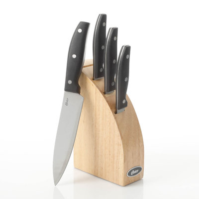 Ensemble de couverts 5 pièces Oster Granger avec bloc de bois naturel Halfmoon