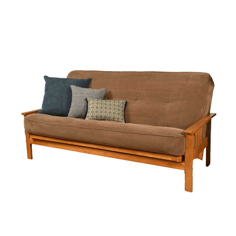 Johnte Full-Size Futon Frame and Full-Size Innerspring Mattress, Butternut, Marmont Mocha, Innerspring
