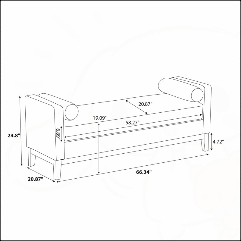 Banc de jour 66,34 po Boucle, Naturel, Ivoire ivoire