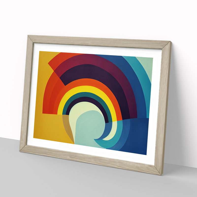 Blissful Modern Abstract Art - Single Picture Frame Print, 25cm H x 34cm W x 2cm D, Oak