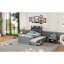 Lit simple en bois avec tête de lit de rangement avec prises, lit extensible avec lit gigogne simple avec trois tiroirs de rangement, gris-1805381190