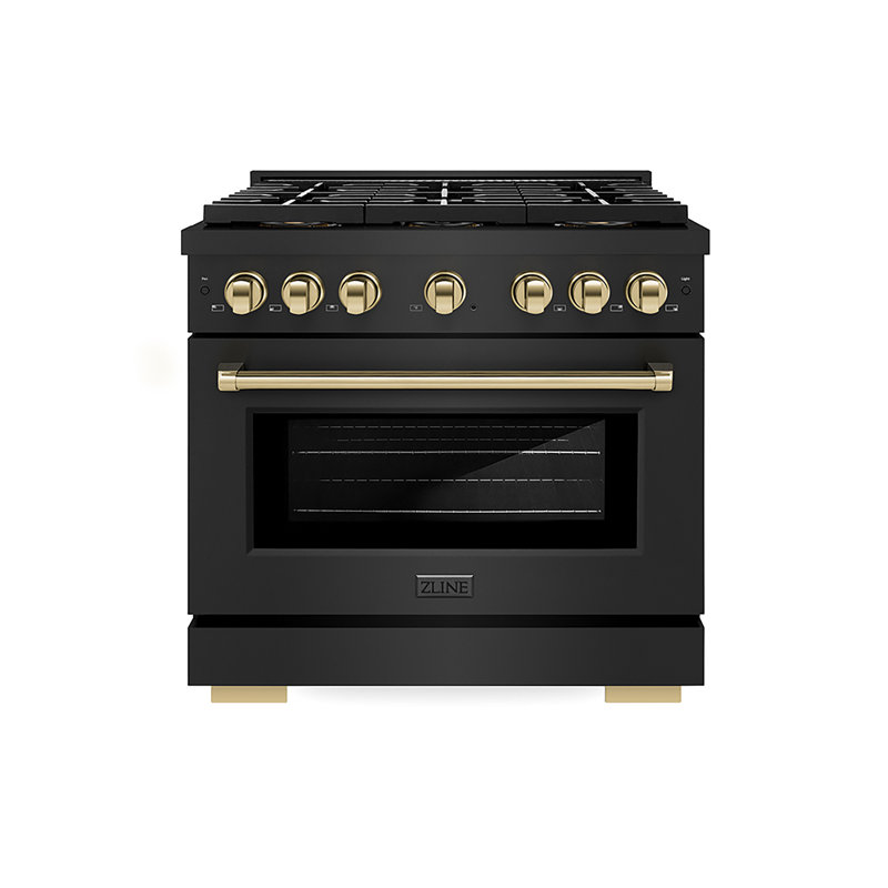 ZLINE Autograph 36" Paramount Dual Fuel Range w/ 6 Burners & Champagne Bronze Accents (SDRZ-36-CB), 5.2 cu ft, 6 burners
