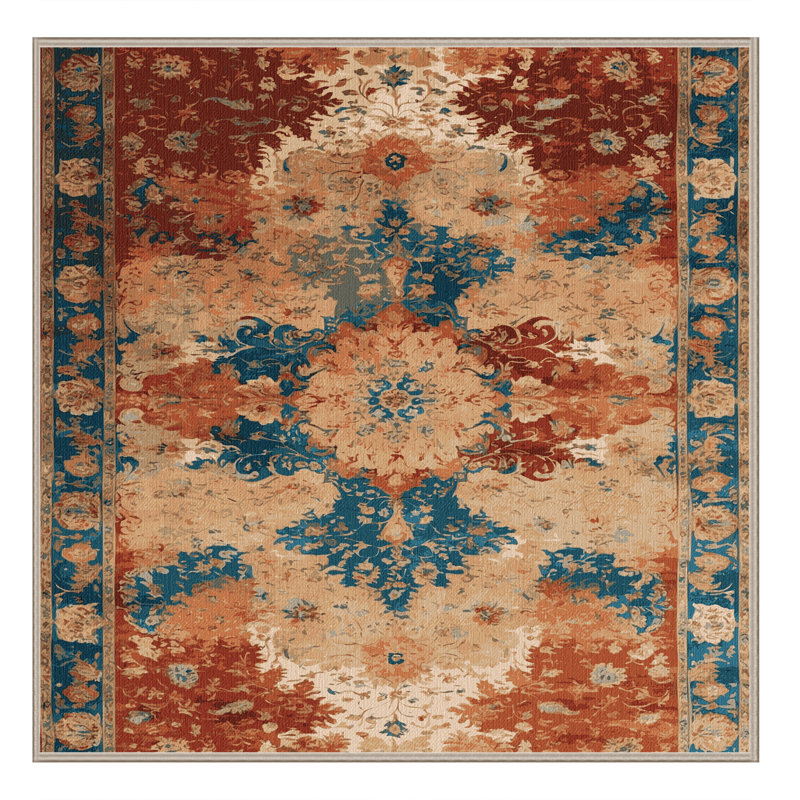 Tapis brun français lavable à la machine, Carré 4 pi