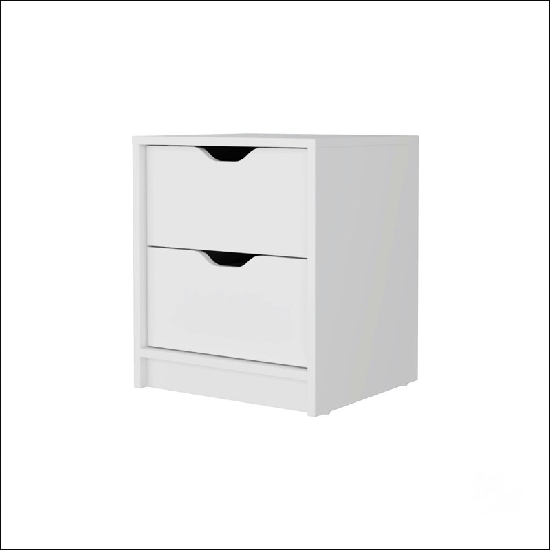 Table de chevet 2 tiroirs, table de bout, table d'appoint Basilea, Blanc