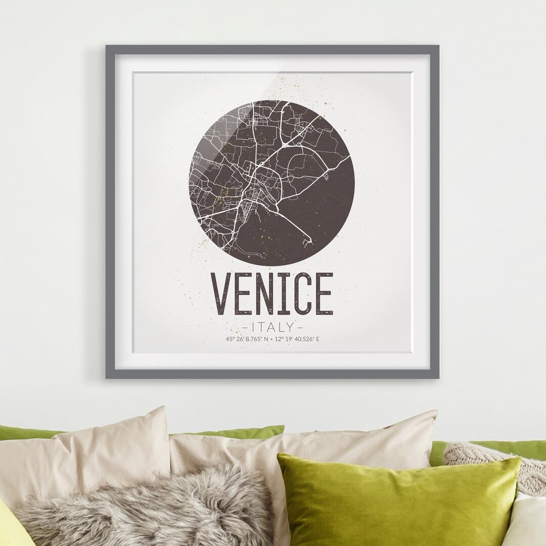 Gerahmtes Poster Venice Street Map