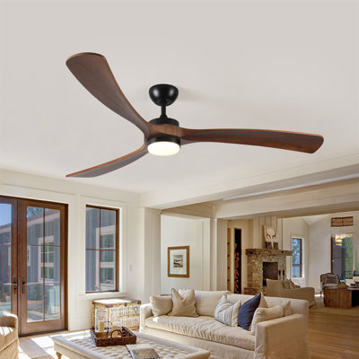 72 Inch Solid Wood Ceiling Fan With Lights And Remote Control Indoor Outdoor Ceiling Fan 3 Wooden Blades Modern Ceiling Fan For Porch Living Room Bedroom