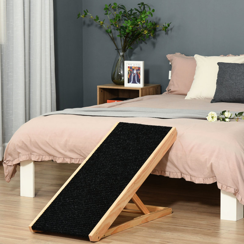Adjustable Height Pet Ramp For Pet's Joyful Days - Dogs, Cats, Rabbits Foldable, Slip, Solid Wood Construction Active Pets