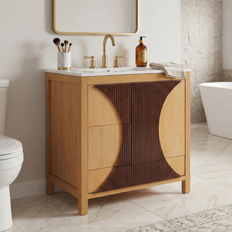 Meuble-lavabo autoportant Mid-Century