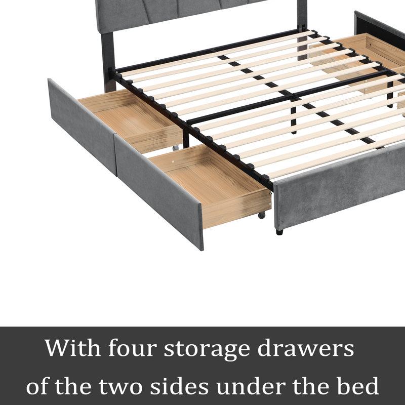Jamarae Upholstered Platform Storage Bed, Gray