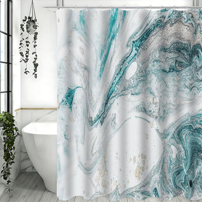 Marble Shower Curtains with Hooks Included