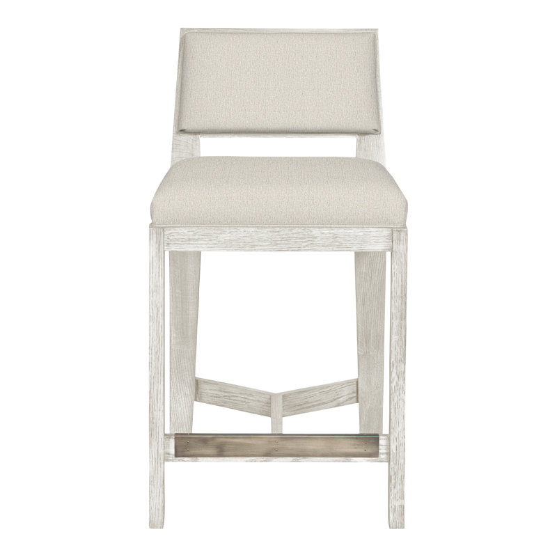 Thom Filicia Solid Wood 32.5" Bar Stool, Nomad Snow Crypton® Chenille, Casa Blanca