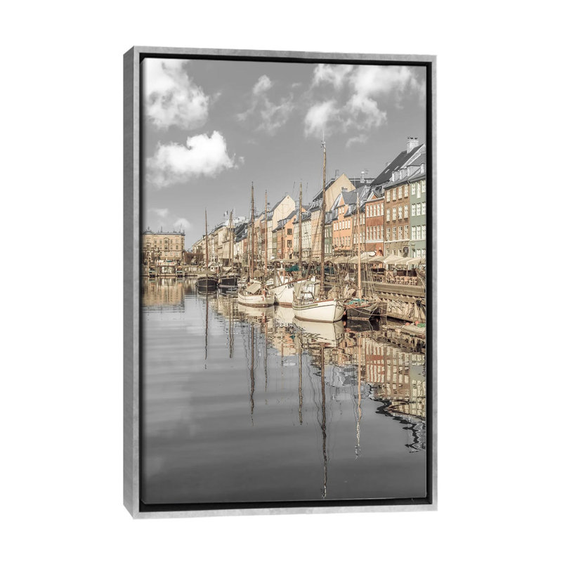 Impression vintage de Copenhague - impression d'art mural, Argent argent, Reproduction encadrée sans passe-partout