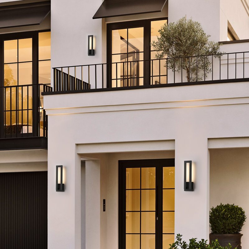 22.5" H Matte Black Steel Integrated LED Outdoor Wall Light