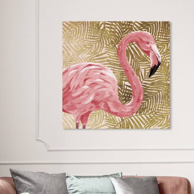 «Flamingo Profile Gold», peinture sur toile, H 40 po x l 40 po x P 1,5 po