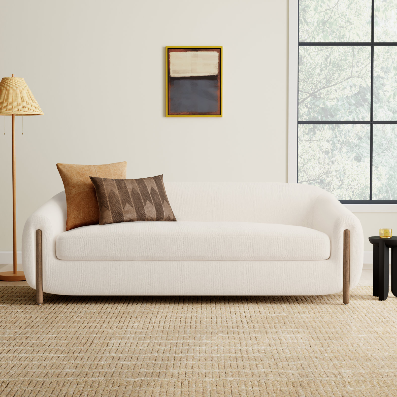 Amaryllis 87" Sofa, Kerbey Ivory Boucle
