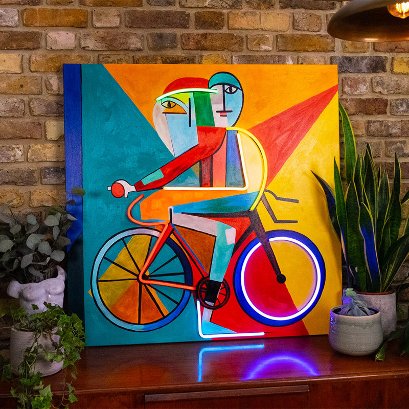 Wall Painting (LED Neon) - Abstract Cyclist