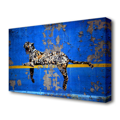 Blue Leopard Banksy by Banksy - Wrapped Canvas Print