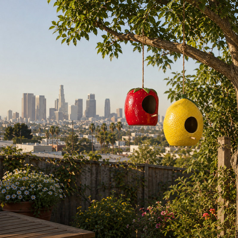 Ensemble de 2 nichoirs suspendus en céramique en forme de fruit pour la décoration de jardin