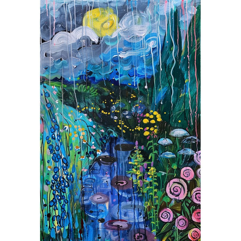 «Rain Over Hidden Stream», art mural sur toile tendue, H 40 po x l 30 po x P 1,5 po