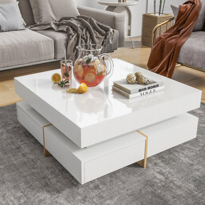 Table basse carrée multi-rangement