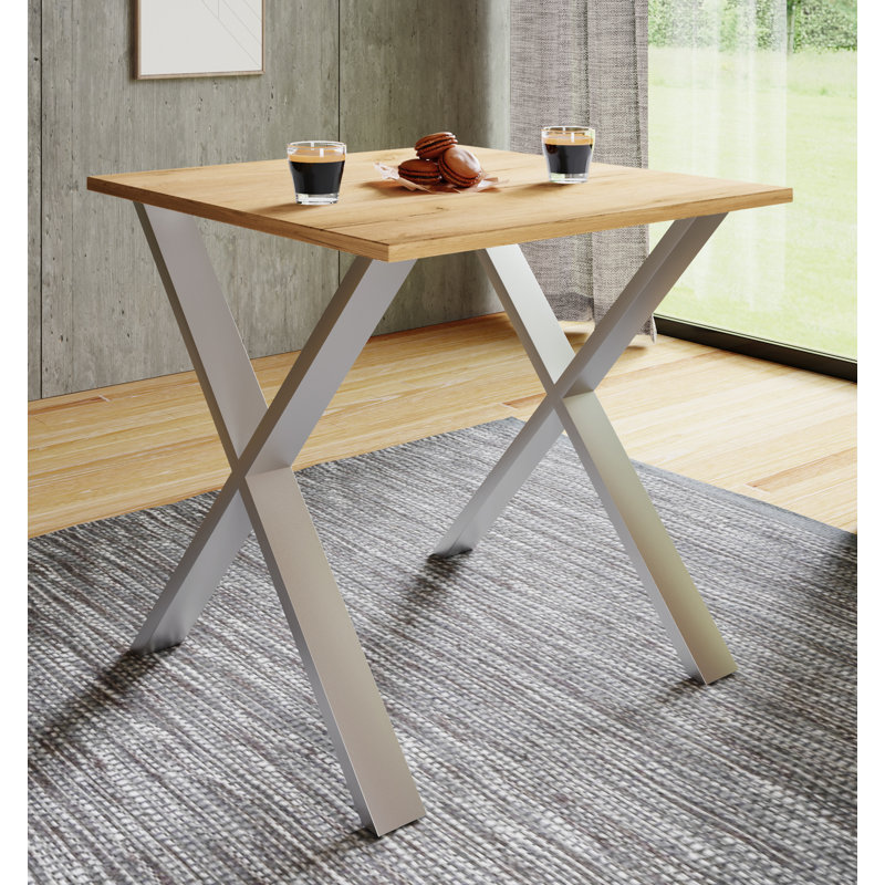 Alwilda Rectangular Dining Table with Steel Base, 76cm H x 80cm W x 50cm D, Brown, Browning