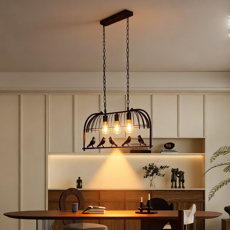 Lustre de restaurant rétro en forme de cage à oiseaux