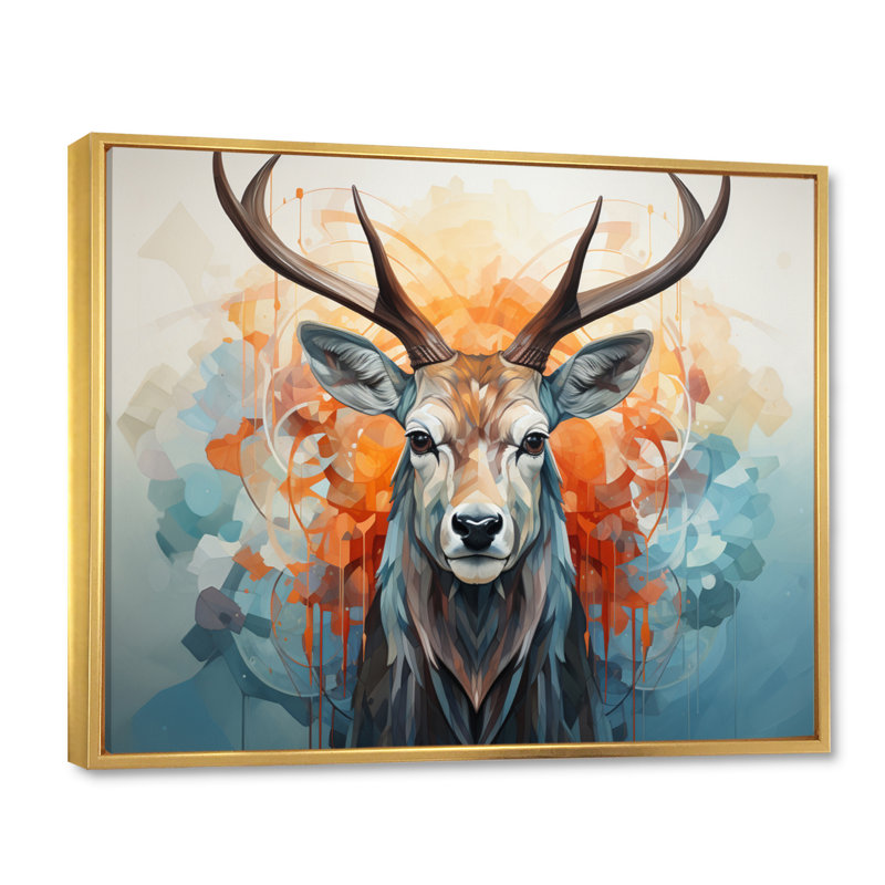 Bartruff Geometric Antelope I, reproduction d'art sur toile, H 24 po x l 32 po x P 1 po, Cadre flottant doré
