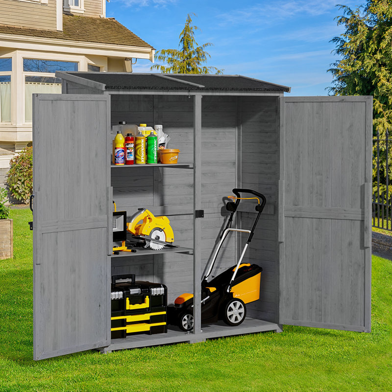 4 ft. 7 in. W x 1 ft. 5 in. D Solid Wood Vertical Tool Shed, Gray