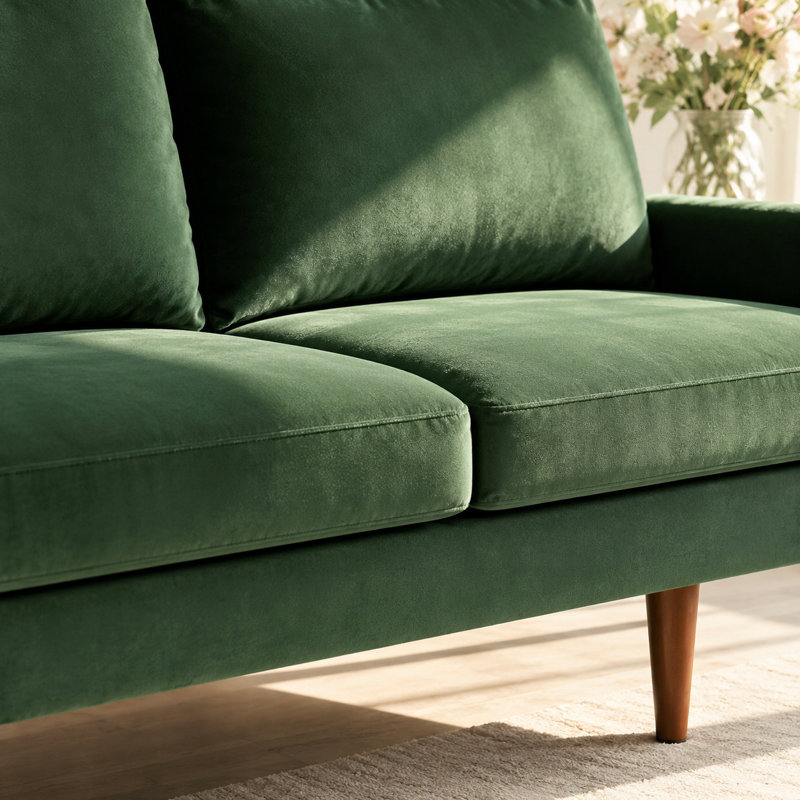 Canapé en velours de style européen 70 po Nordic Contour Series, Green