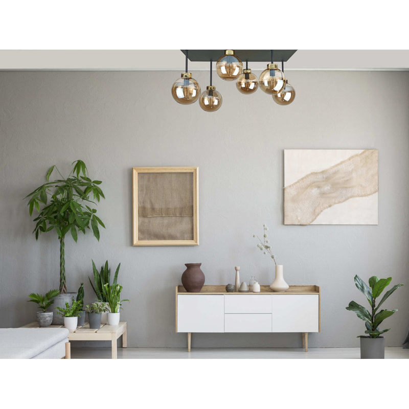 Alexzander Glass Semi Flush Mount, Honey, Gold