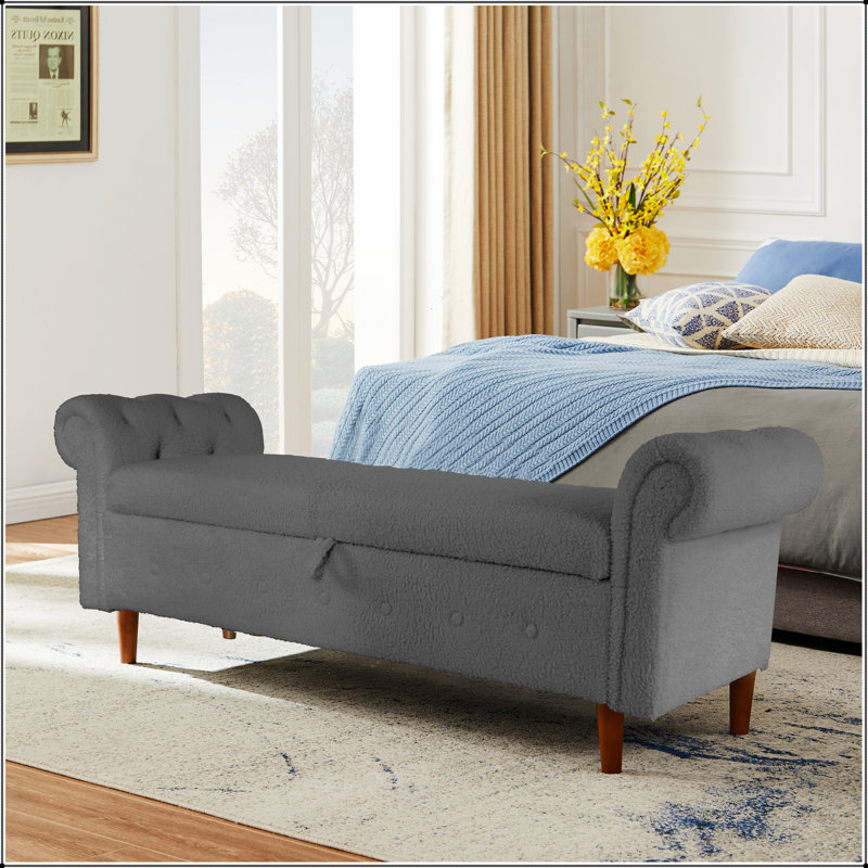 Multifunctional Storage Rectangular Sofa Stool, Gray
