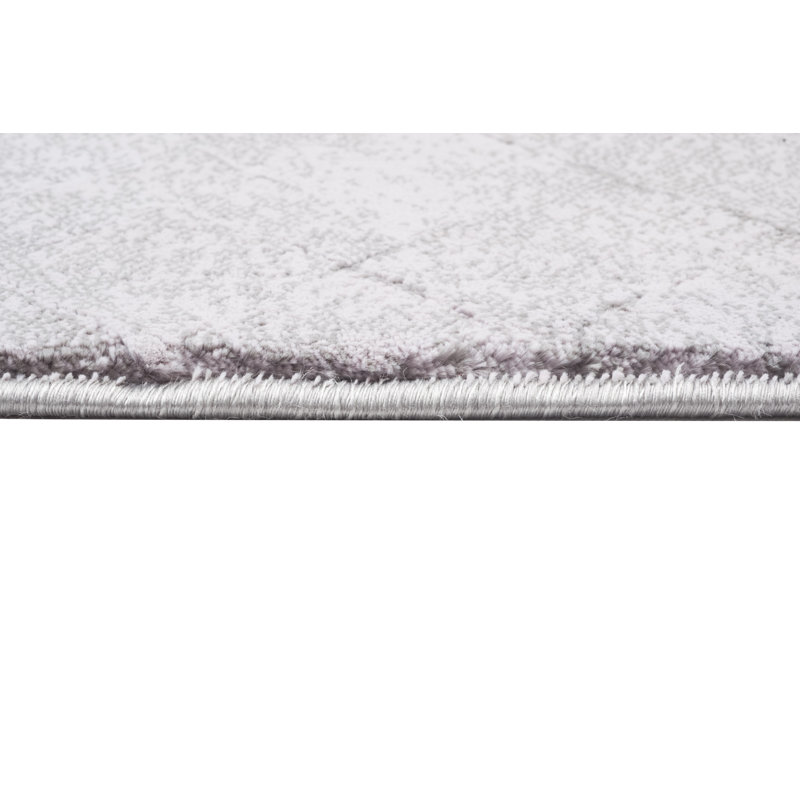 Tapis gris abstrait en polypropylène fabriqué au métier mécanique Hudak, Rectangle 7 pi 10 po x 10 pi 10 po