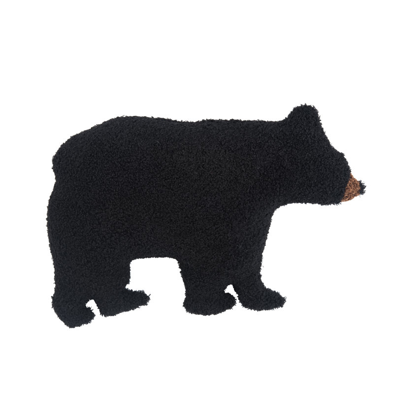Joli coussin décoratif en forme d'ours noir 11 po x 18 po