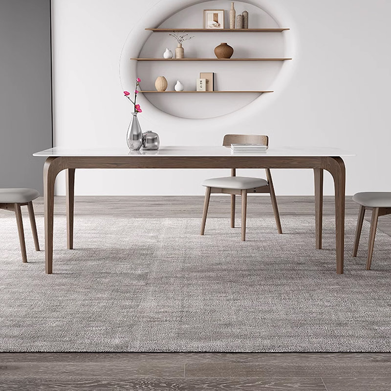 Endrew Rectangular rock slab simple modern dining table, 29.53"H x 63"L x 31.5"W