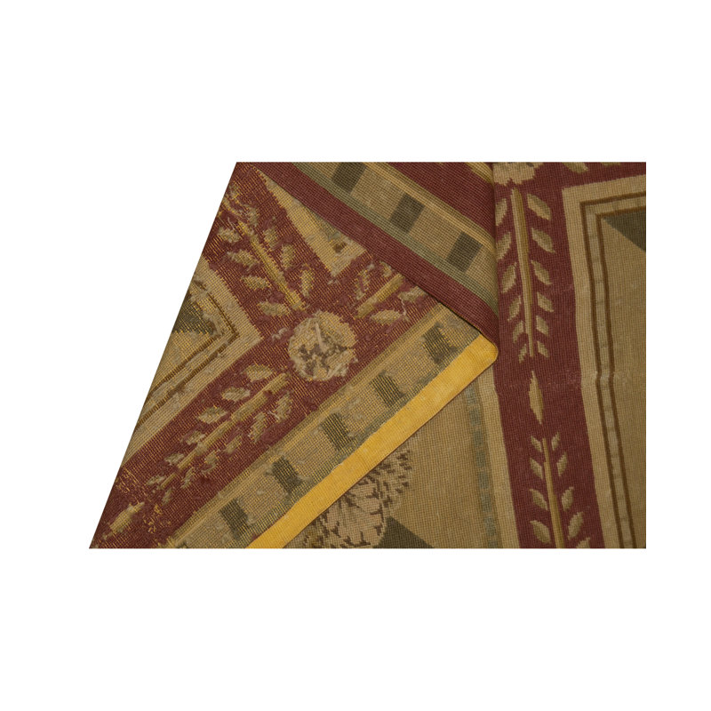 Hand-Knotted High-Quality Red, Beige, and Tan Square Area Rug